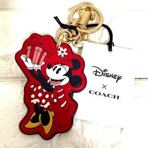NWT Coach CN0008 Disney X Minnie Mouse Bag Charm Key Chain